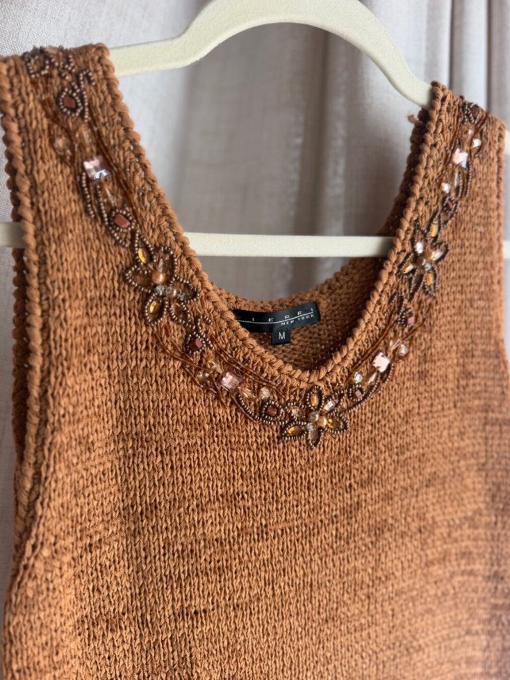 Vintage Pierri New York Beaded Knit Tank | Medium
